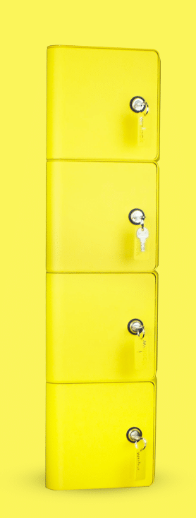 Consigne de recharge pour téléphones avec système de fermeture à clefs